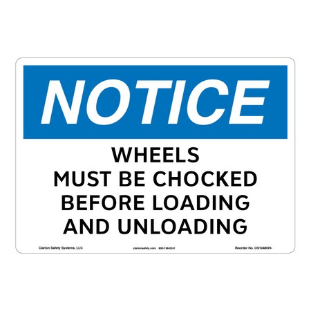 OSHA Compliant Notice/Wheels Must Be Chocked Safety Signs Outdoor Weather Tuff Aluminum (S4) 14x10
